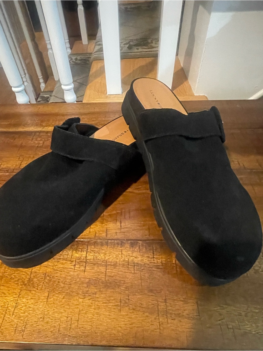 Lucky Brand Black Suede Slip-On Women's Clogs